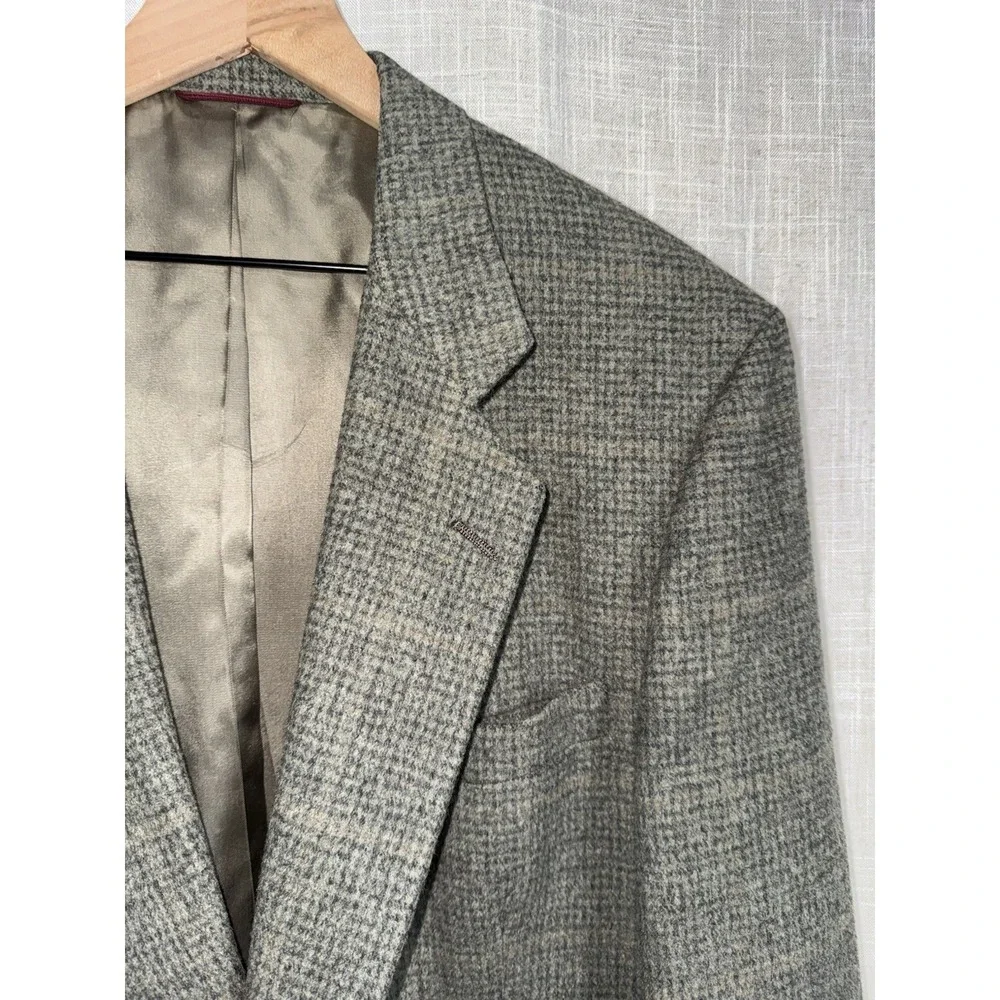 Vintage Hart Schaffner Marx Camel Hair Blazer‎ Men's 46L Plaid Sport Coat Suit